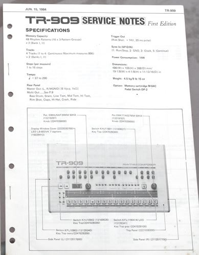 Roland-TR-909 Owner's Manual,service notes